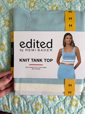 Edited by Remi Bader Light Blue Knit Crop Tank Top